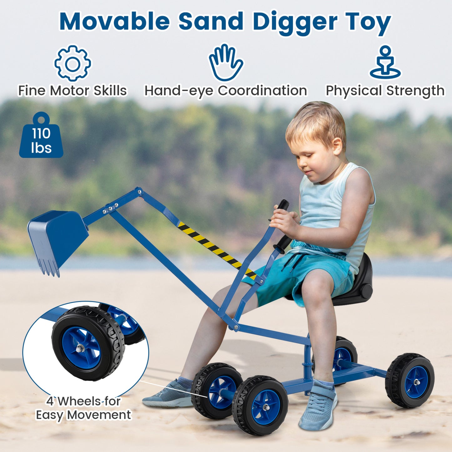 Kids Sand Digger, 2-Handed Controls, Flexible Shovel, Blue Sandboxes at Gallery Canada