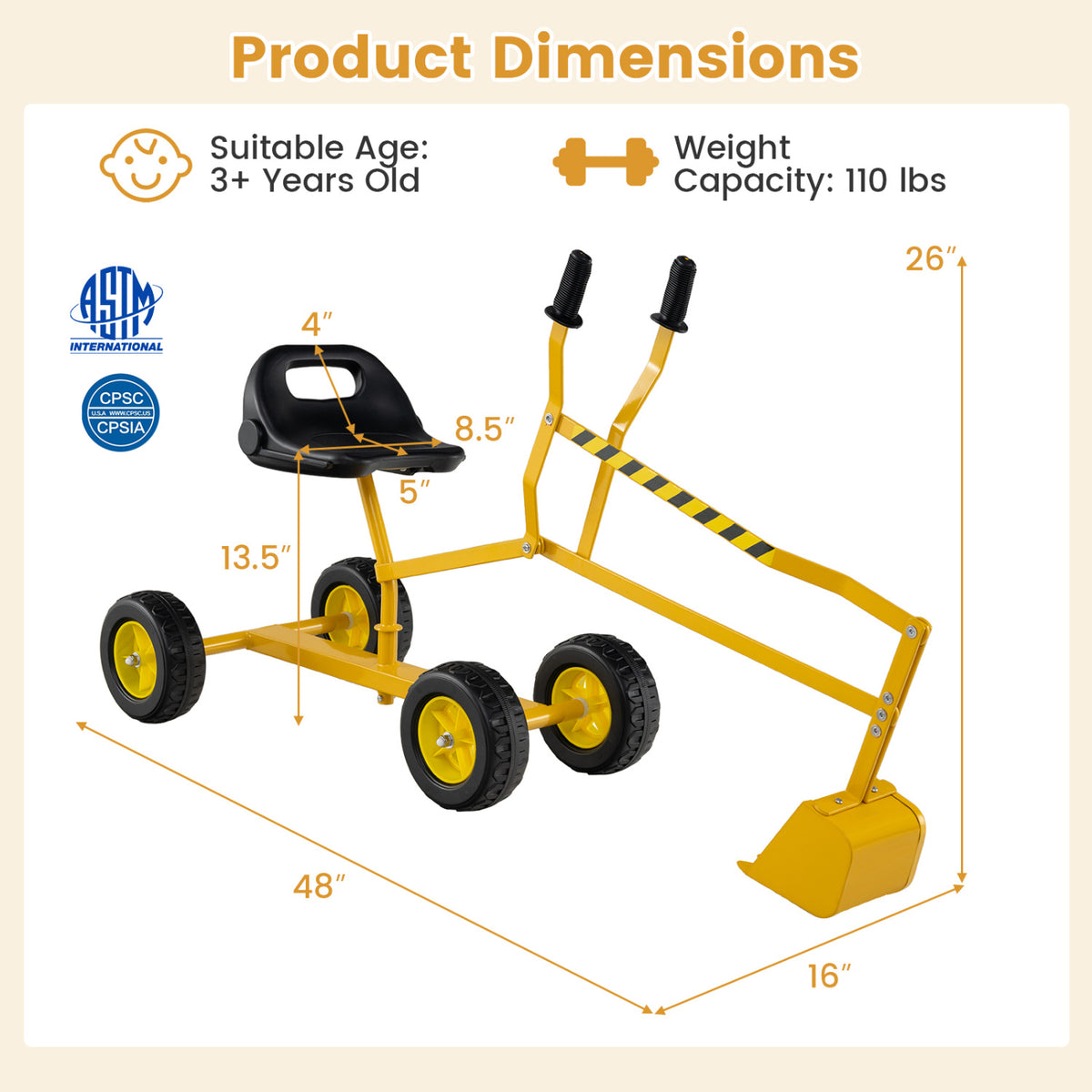Kids Sand Digger, 2-Handed Controls, Flexible Shovel, Yellow Sandboxes at Gallery Canada