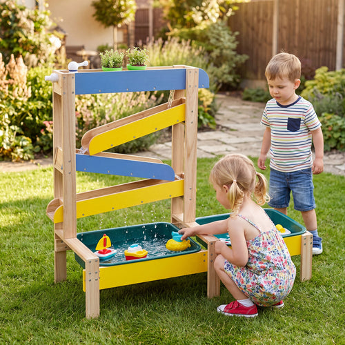 Sand and Water Table for Toddlers with 2 Water Basins, Multicolor