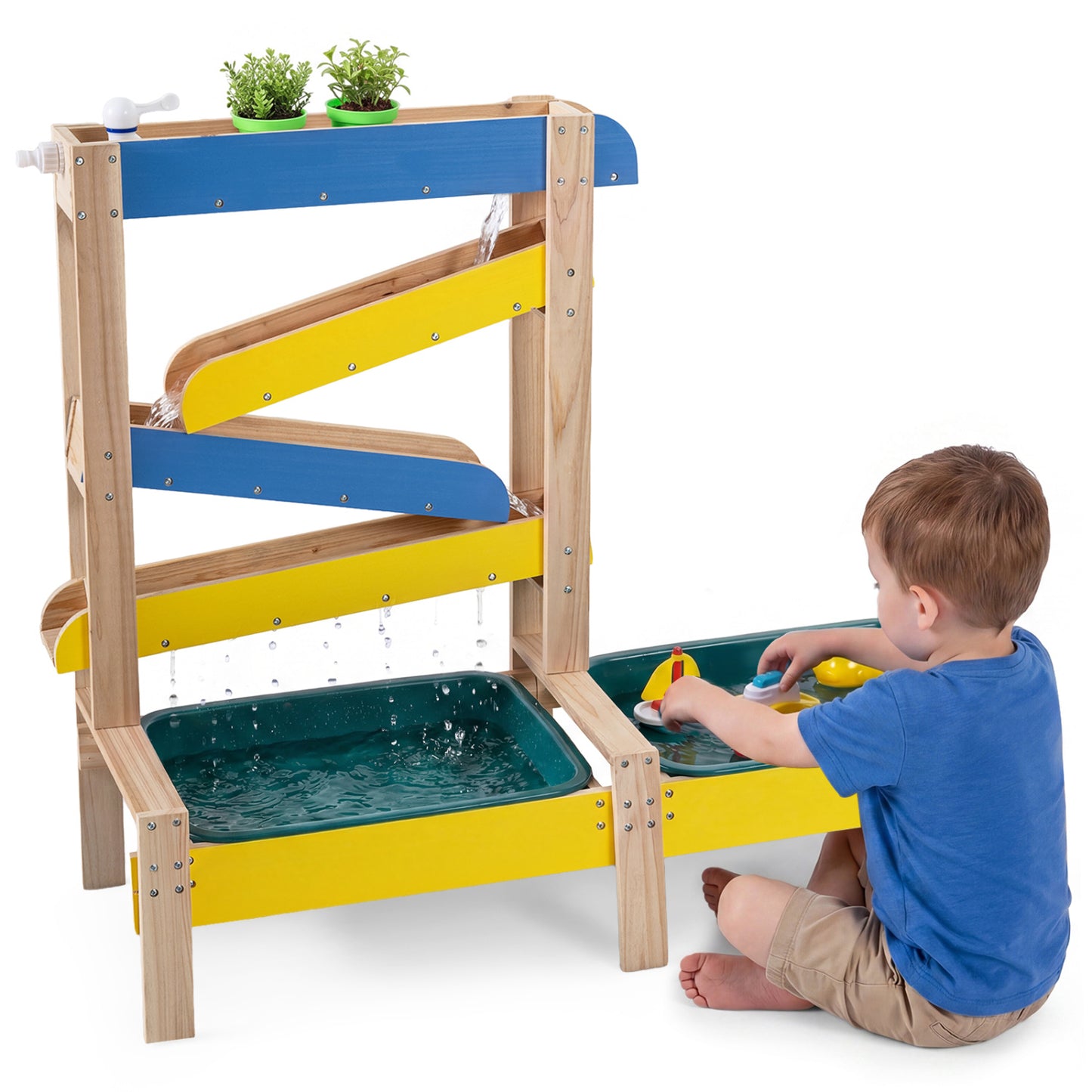 Sand and Water Table for Toddlers with 2 Water Basins, Multicolor Play Kitchen Sets at Gallery Canada