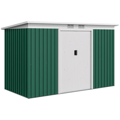 9' x 4' Metal Garden Shed, Ventilation, Doors, Dark Green Sheds at Gallery Canada