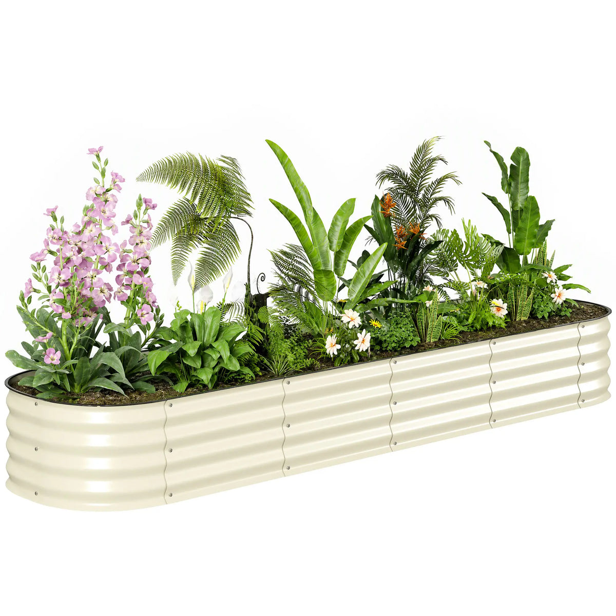 7.9 x 2 x 1ft Galvanized Raised Garden Bed Kit, Metal Planter Box, Cream White Galvanized Planter Boxes at Gallery Canada