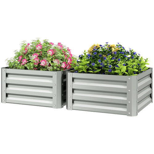 2' x 2' x 1' Raised Garden Bed, Galvanised Steel Frame, Light Grey
