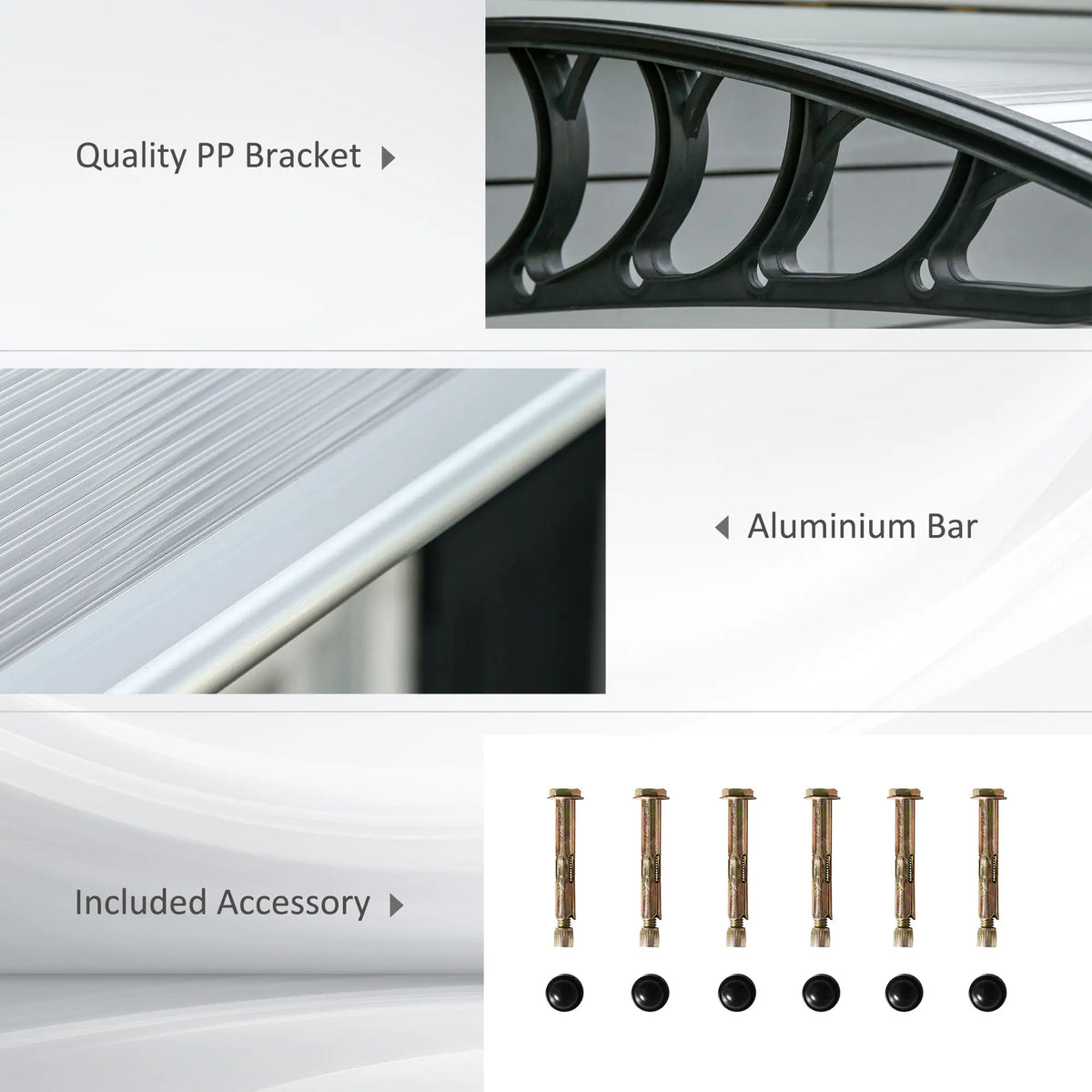 Awning Door Canopy, 78.7" x 37.8", Polycarbonate Outdoor Patio Cover, Clear Door Awnings at Gallery Canada