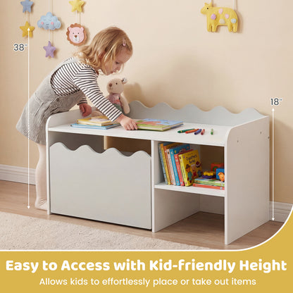 Scalloped Kids Bookshelf, Toy Storage Organizer, Gray Kids Storage at Gallery Canada