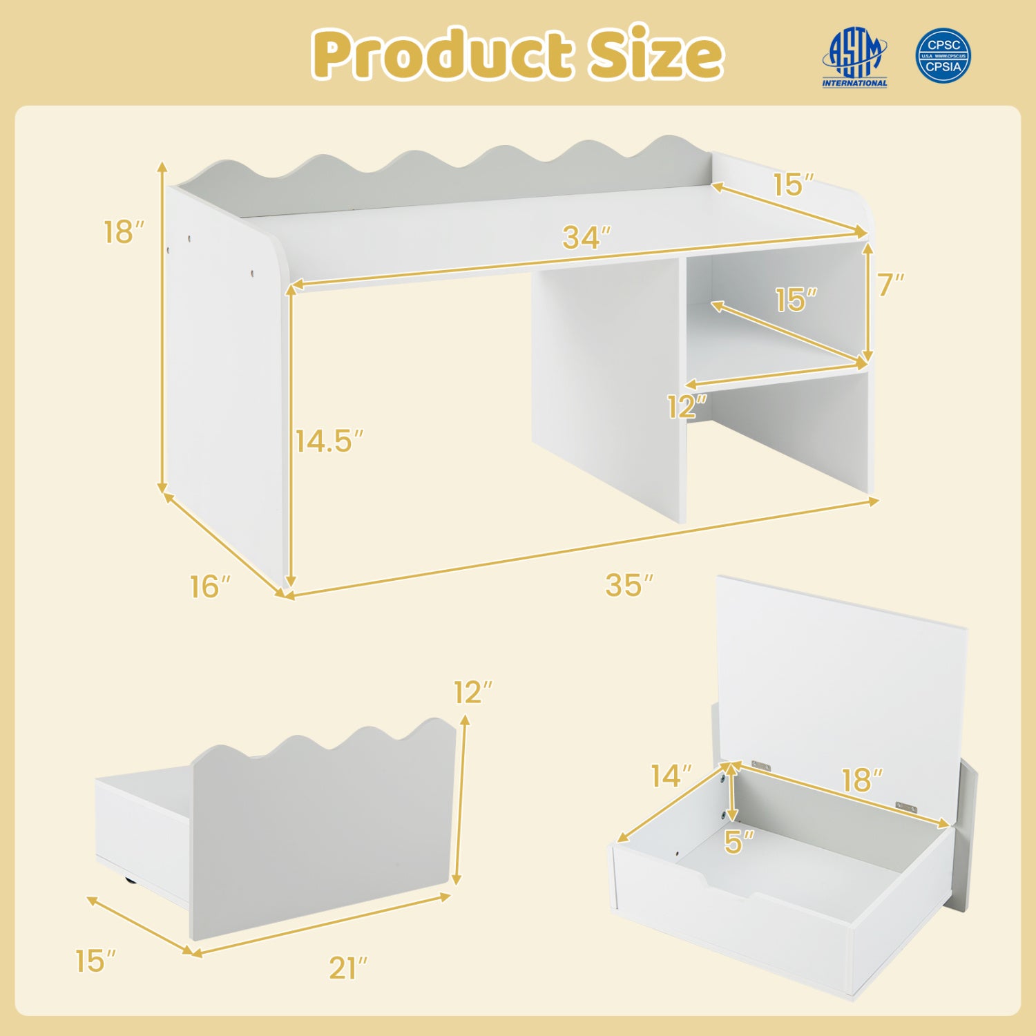 Scalloped Kids Bookshelf, Toy Storage Organizer, Gray Kids Storage at Gallery Canada