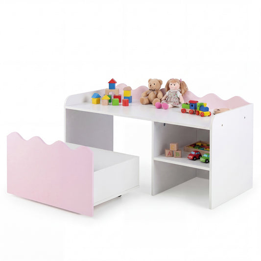 Scalloped Kids Bookshelf, Toy Storage Organizer, Pink Kids Storage Pink at Gallery Canada