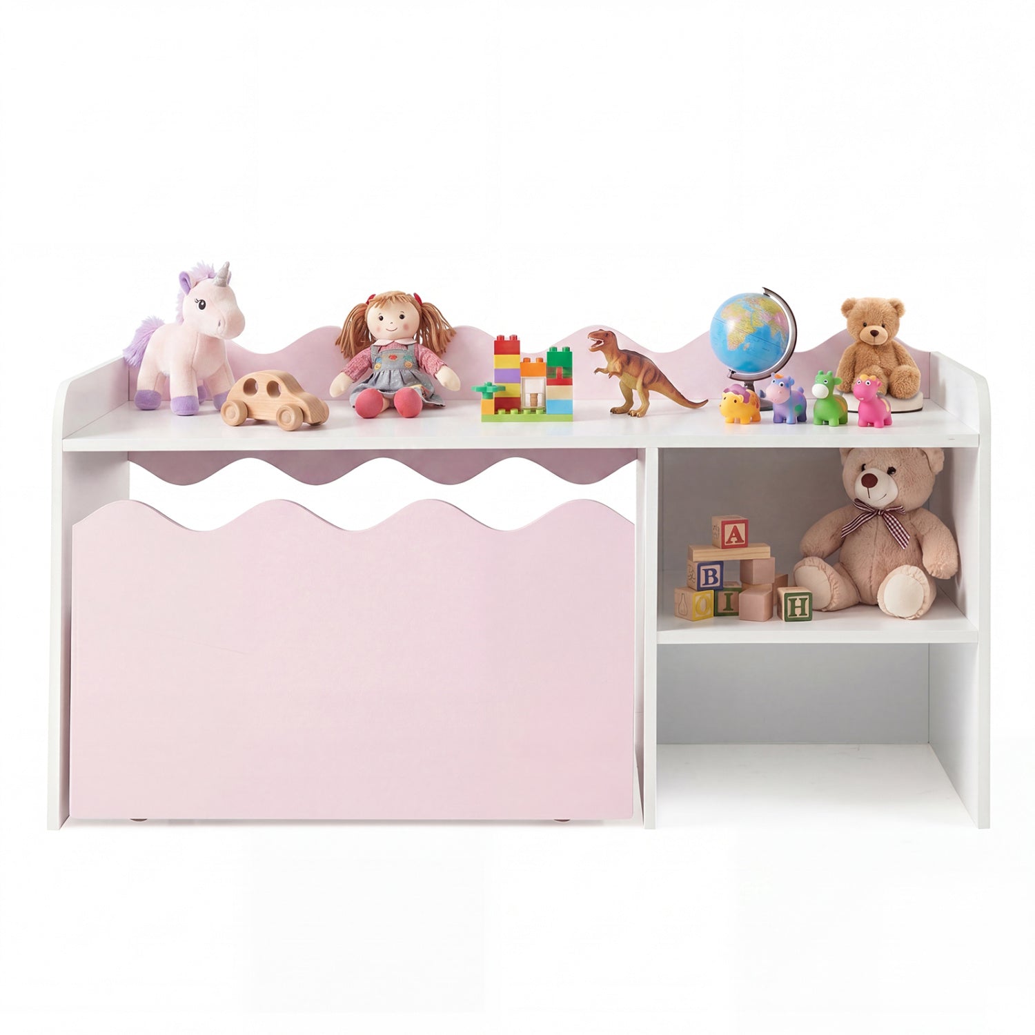 Scalloped Kids Bookshelf, Toy Storage Organizer, Pink Kids Storage at Gallery Canada