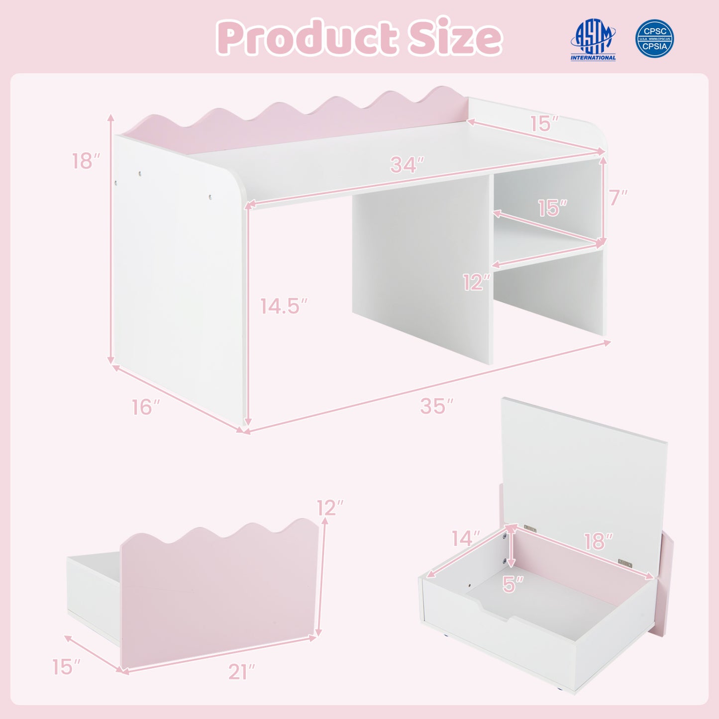 Scalloped Kids Bookshelf, Toy Storage Organizer, Pink Kids Storage at Gallery Canada
