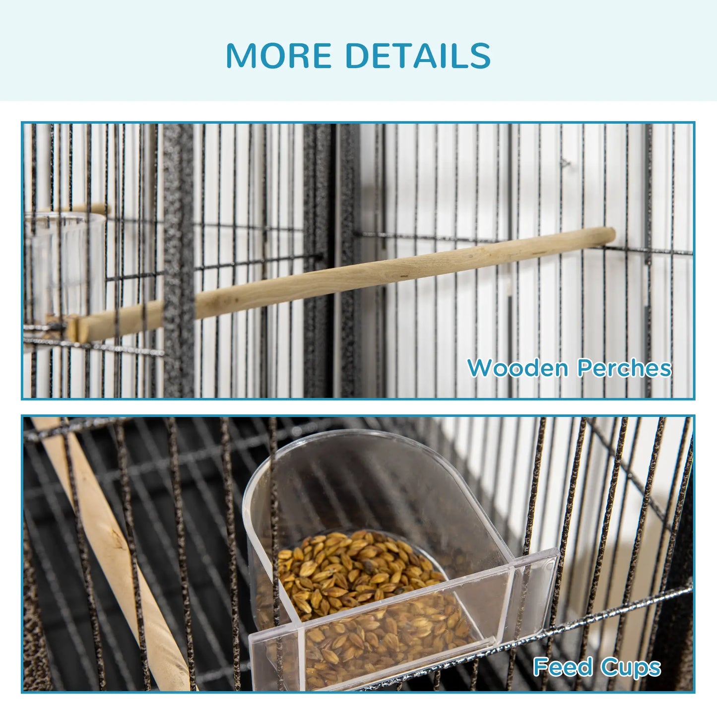 64" Extra Large Bird Cage, Rolling Metal Parrot Cage, 62.8" x 18.9" x 64.2" Bird Cages at Gallery Canada