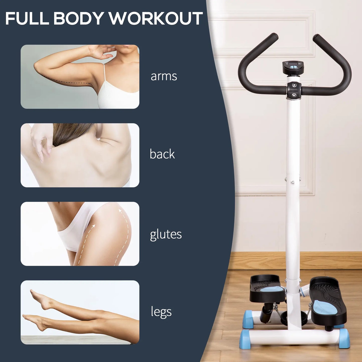 Twist Stepper, Adjustable Resistance, LCD Screen, White & Blue Exercise & Stationary Bikes at Gallery Canada