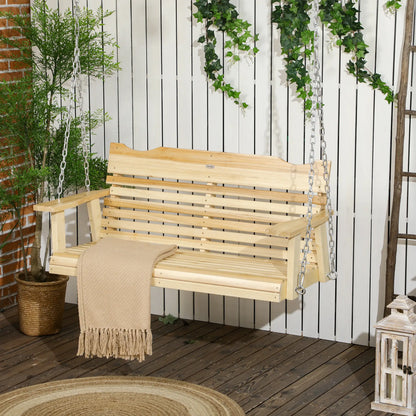 2-Seater Porch Swing, Adjustable Hanging Chains, Natural Wood Hanging Porch Swings at Gallery Canada