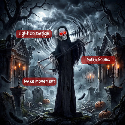 6FT Animated Grim Reaper Halloween Decorations, Sound, LED Eyes Halloween Decorations at Gallery Canada