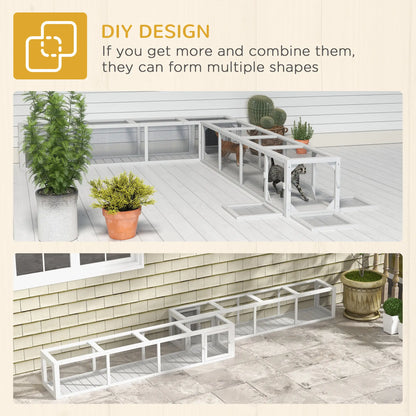 79" Long Cat Tunnel, L-Shape Extendable Design, Indoor Outdoor Enclosure, White Outdoor Cat Enclosures at Gallery Canada