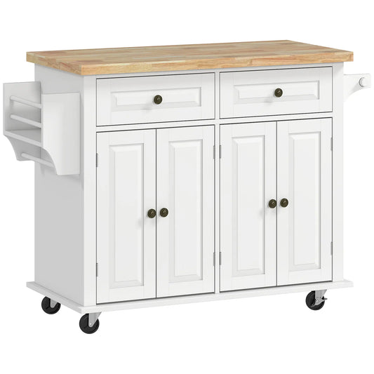 Kitchen Island with Storage, Rolling Cart, Rubber Wood Top, Grey Kitchen Islands & Kitchen Carts White at Gallery Canada