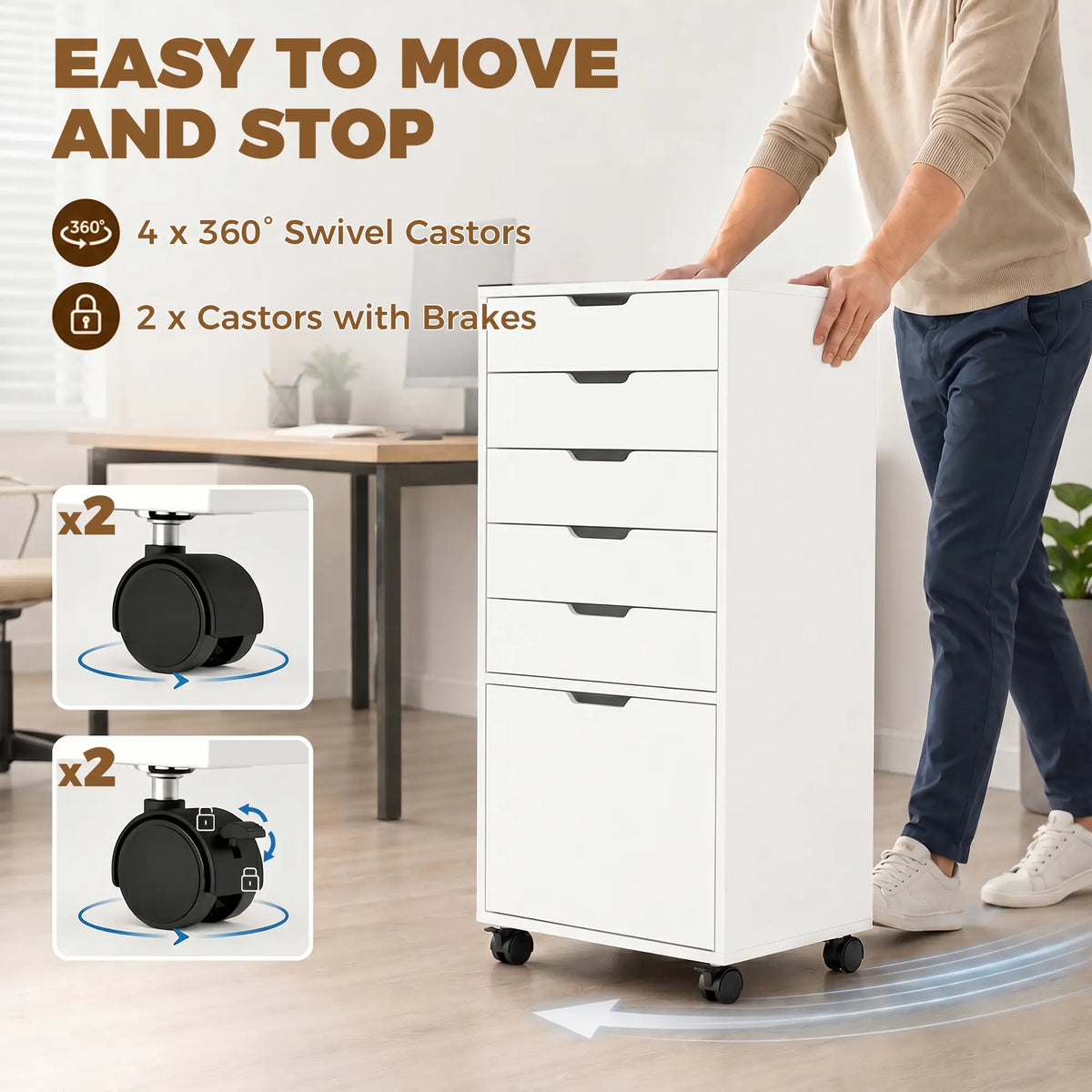 Mobile Printer Stand With 5 Drawers, White Office Cabinets & Cupboards at Gallery Canada