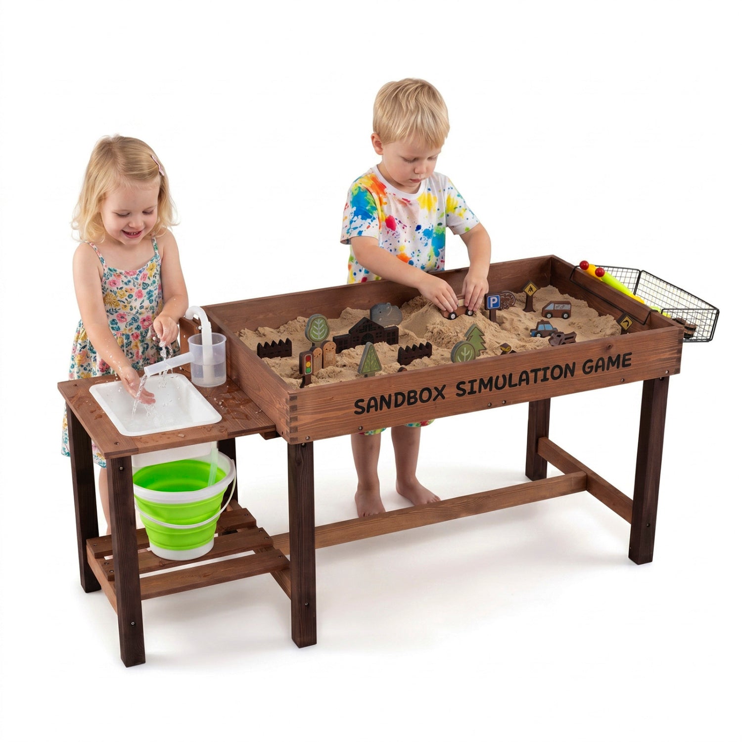 Sensory Table with Water Pump & Sink and 33 Sand Toys for Toddlers Play Kitchen Sets Coffee & Brown at Gallery Canada