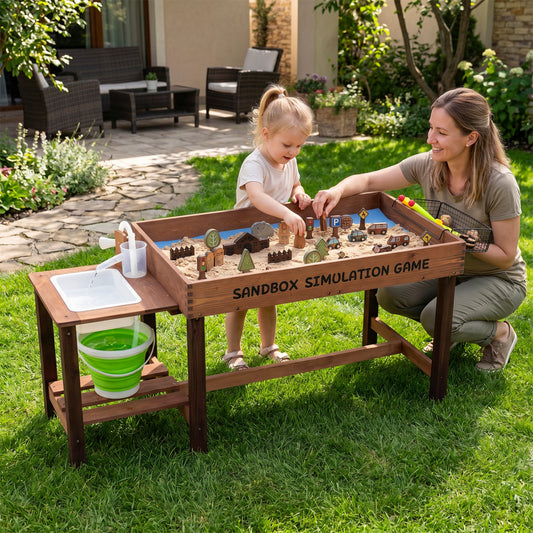 Sensory Table with Water Pump & Sink and 33 Sand Toys for Toddlers Play Kitchen Sets Coffee & Brown at Gallery Canada