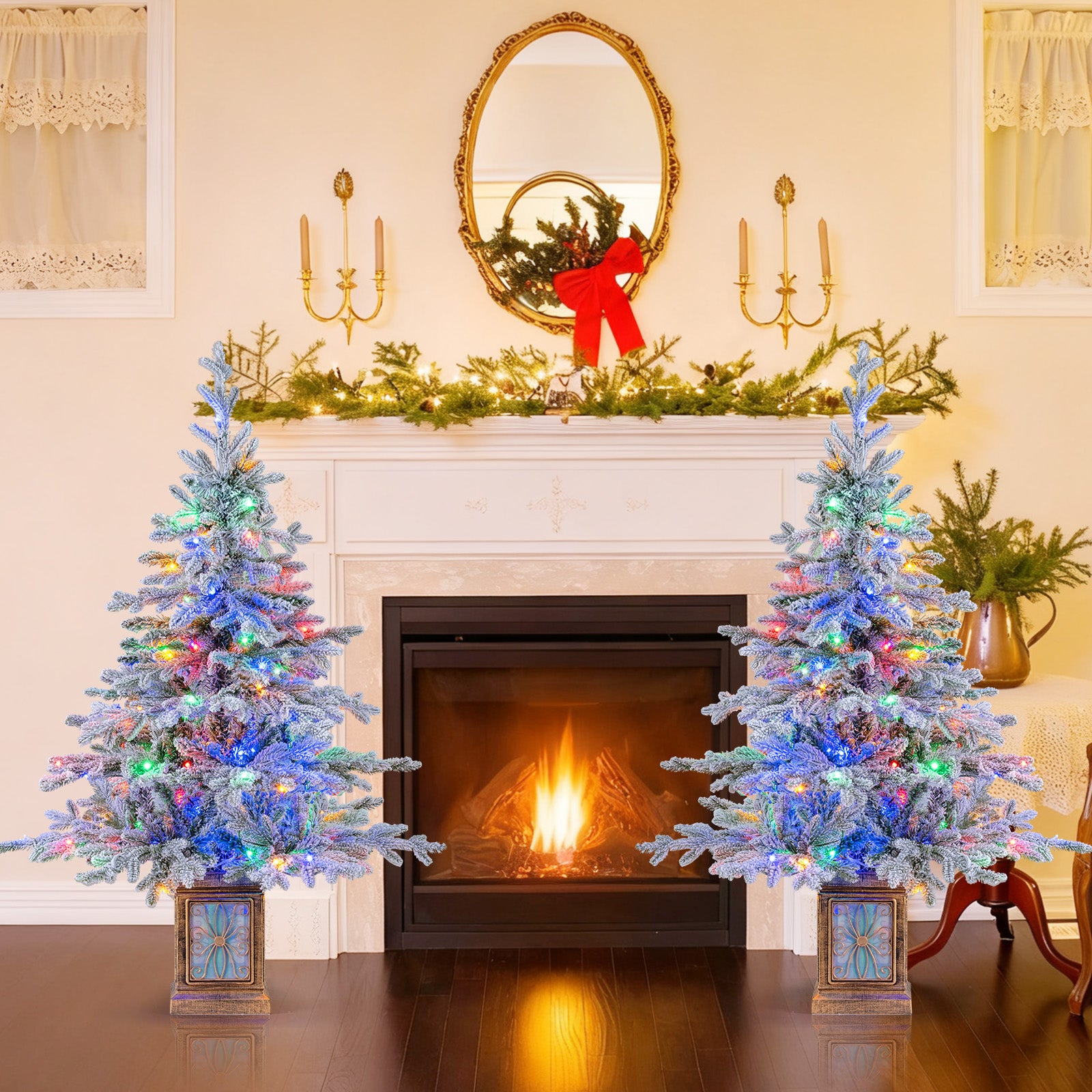 4 FT Artificial Christmas Tree Set of 2, White Christmas Tree at Gallery Canada