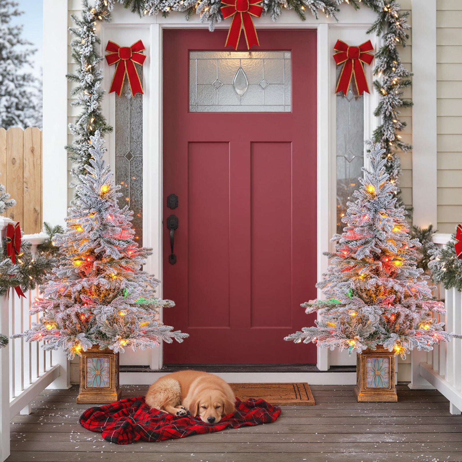 4 FT Artificial Christmas Tree Set of 2, White Christmas Tree at Gallery Canada
