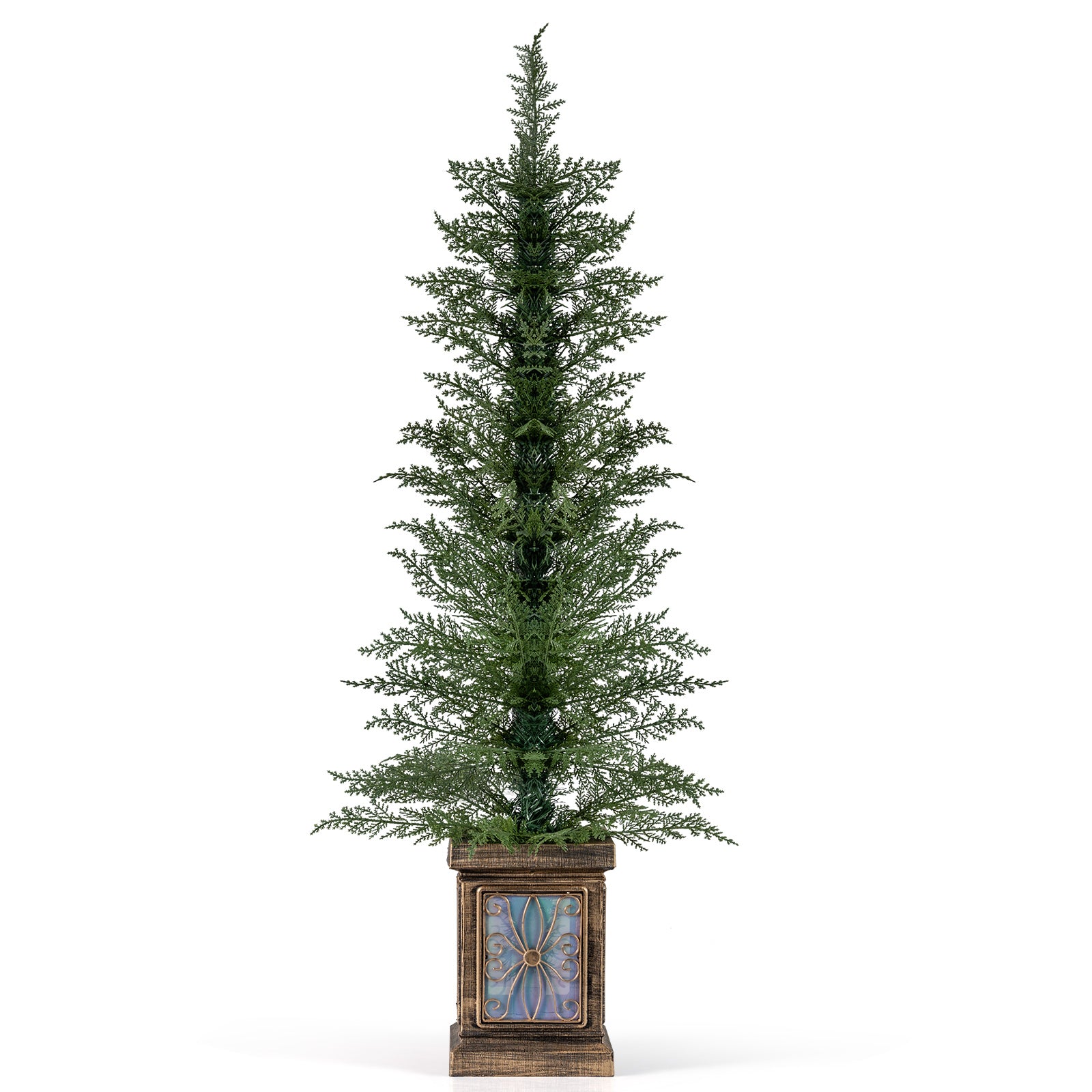 Set of 1/2 4 FT Artificial Christmas Tree Potted Xmas Tree with 100 Branch Tips and Retro Base-Set of 1, Green Christmas Tree Options at Gallery Canada