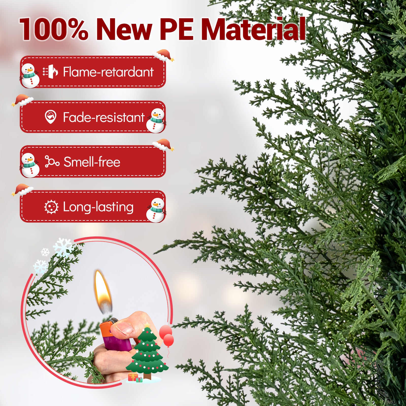 Set of 1/2 4 FT Artificial Christmas Tree Potted Xmas Tree with 100 Branch Tips and Retro Base-Set of 1, Green Christmas Tree at Gallery Canada