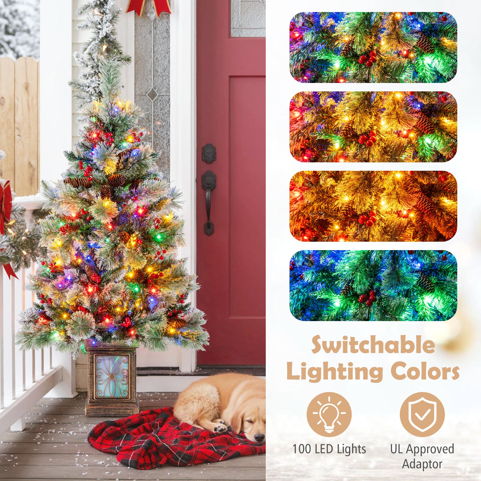 Set of 1/2 4 FT Artificial Christmas Tree Potted Xmas Tree with 190 Branch Tips-Set of 1 Christmas Tree at Gallery Canada