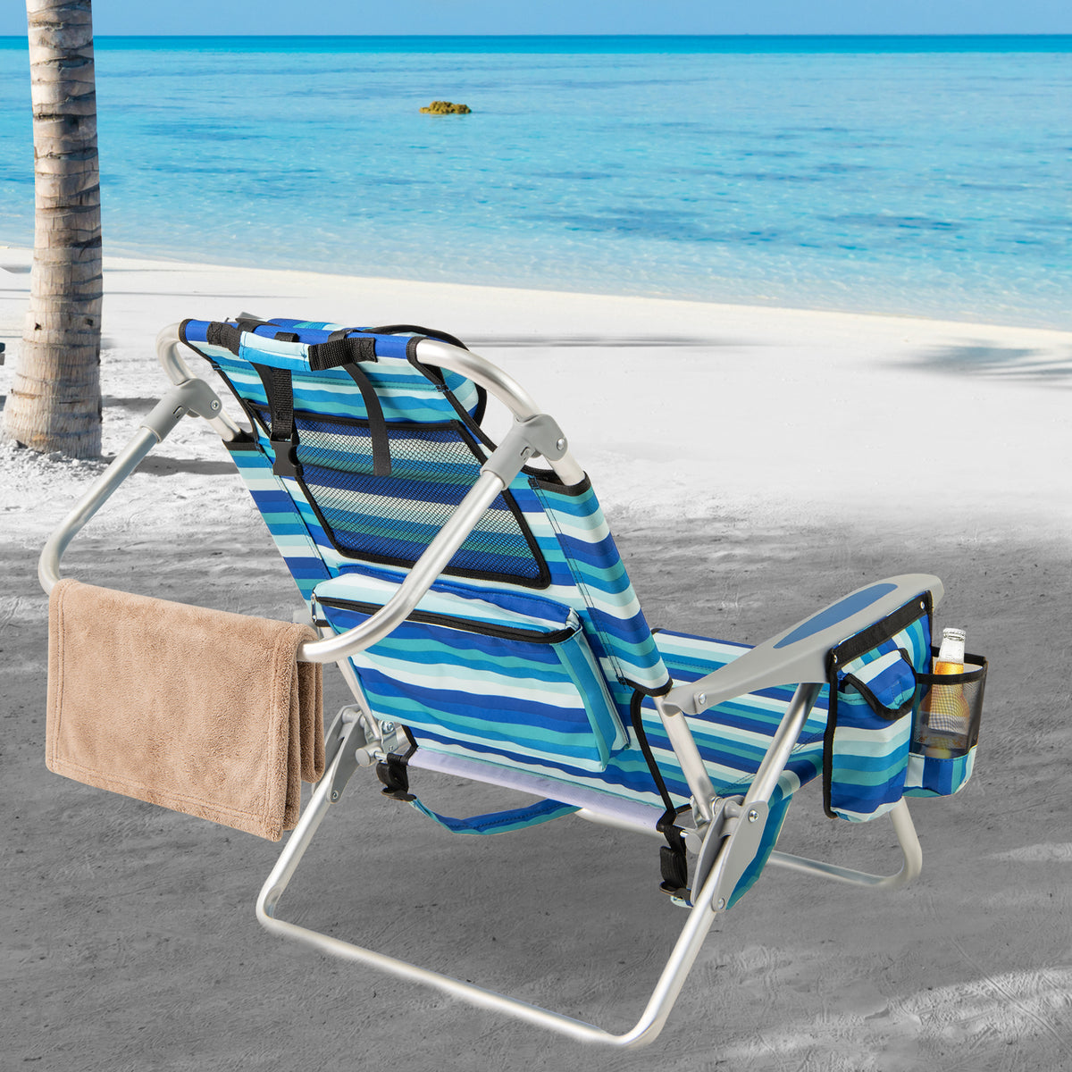 Folding Beach Chair, 4-Position Adjustable Backrest Beach & Lawn Chairs at Gallery Canada