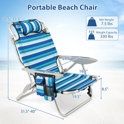 Folding Beach Chair, 4-Position Adjustable Backrest Beach & Lawn Chairs at Gallery Canada