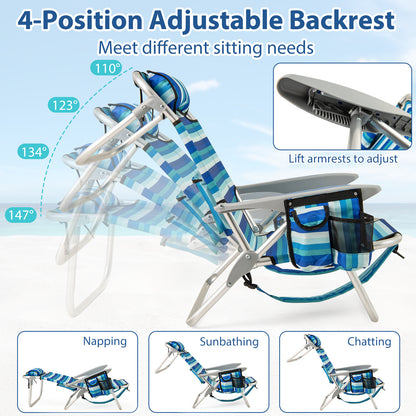 Folding Beach Chair, 4-Position Adjustable Backrest Beach & Lawn Chairs at Gallery Canada