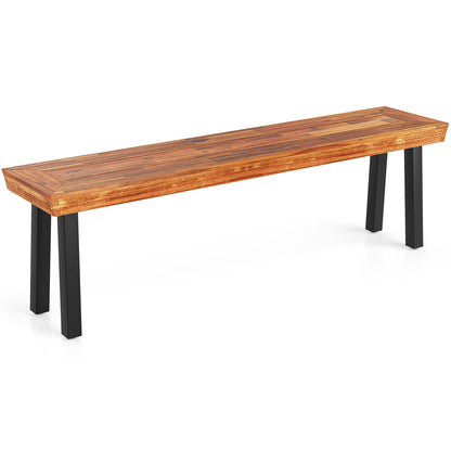 Set of 1 Outdoor Acacia Wood Benches 2-3 People Backless Garden Front Benches with Metal Frame-1 Piece Outdoor Benches at Gallery Canada