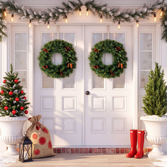 2 Pack 24 Inch Pre-Lit Artificial Christmas Wreath, Battery Operated Christmas Decor & Accessories Options at Gallery Canada