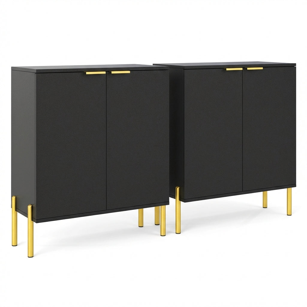 2-Door Buffet Cabinet Sideboard, Set of 2, Black Sideboards Cabinets & Buffets at Gallery Canada