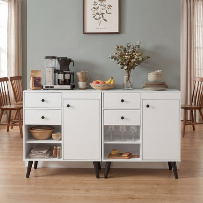 Set of 2 31" Buffet Cabinet with 2 Drawers and Open Compartments for Kitchen, White Sideboards Cabinets & Buffets at Gallery Canada