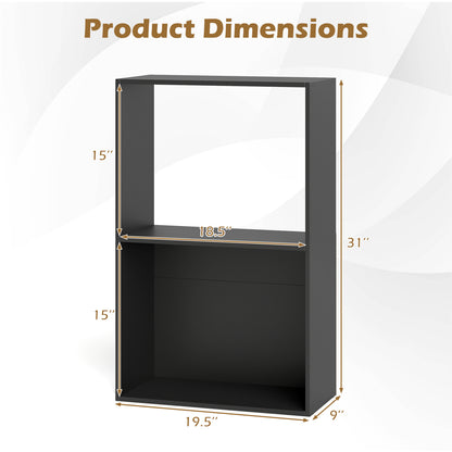 Set of 2 3-Tier Bookshelf with Open Storage Compartment and Freestanding Display Shelf, Black Bookcases at Gallery Canada