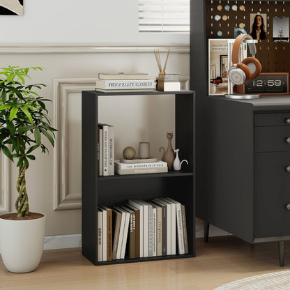 Set of 2 3-Tier Bookshelf with Open Storage Compartment and Freestanding Display Shelf, Black Bookcases at Gallery Canada