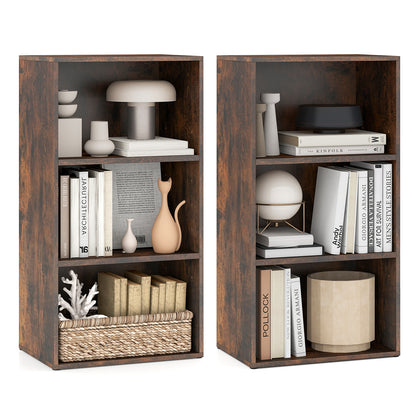 Set Of 2 3-Tier Cube Bookcase, Adjustable Shelves, Rustic Brown Bookcases Rustic Brown at Gallery Canada