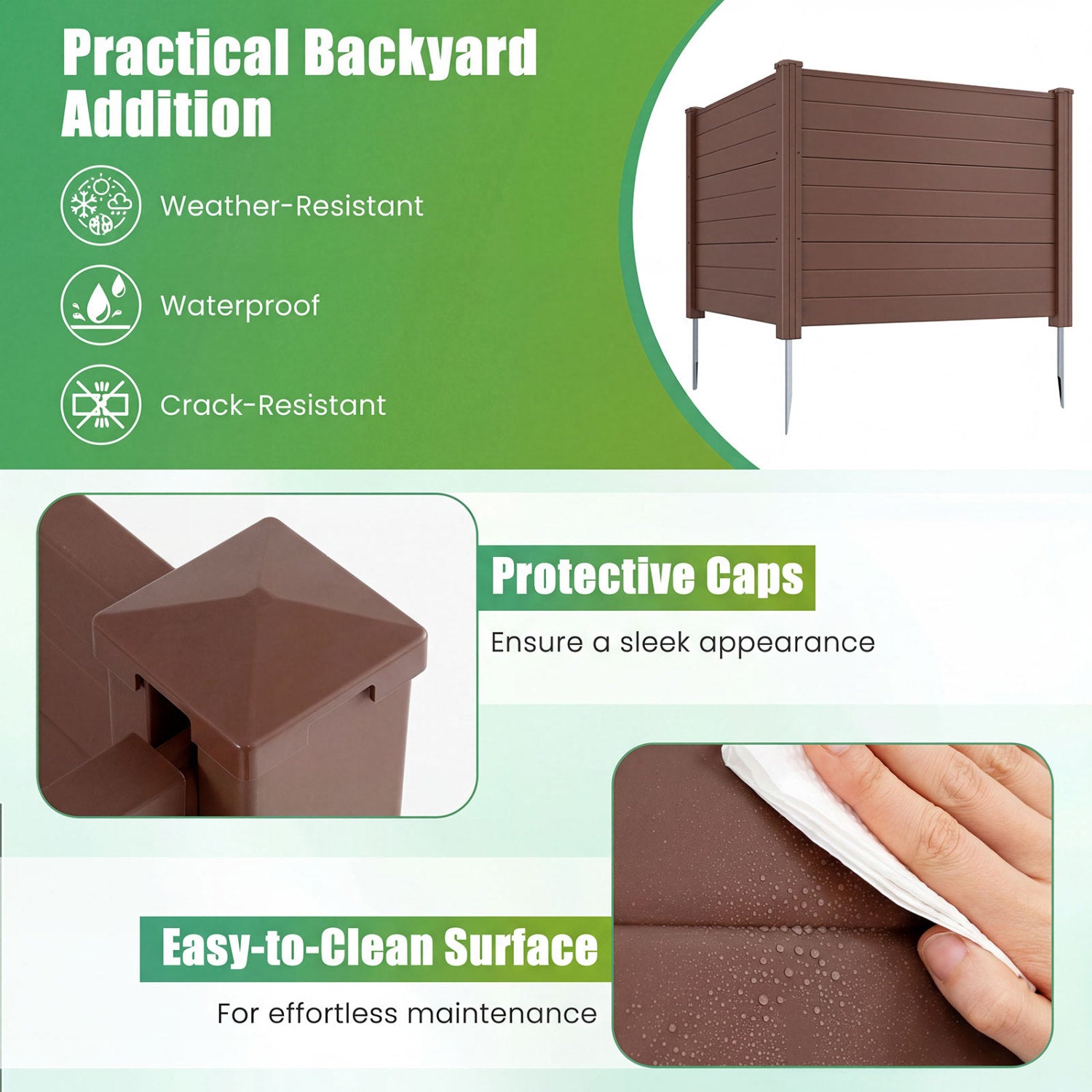 Set Of 2, 48 x 38 Inch AC Fence Panels, Metal Ground Stakes, Brown Decorative Fencing & Flooring at Gallery Canada