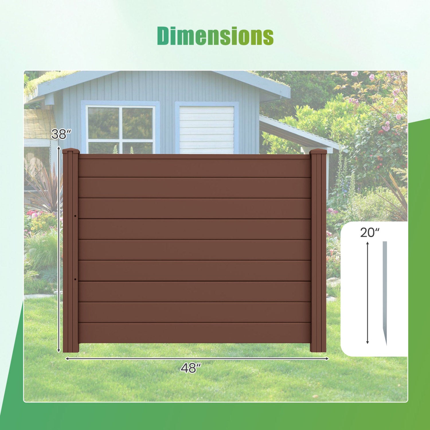 Set Of 2, 48 x 38 Inch AC Fence Panels, Metal Ground Stakes, Brown Decorative Fencing & Flooring at Gallery Canada