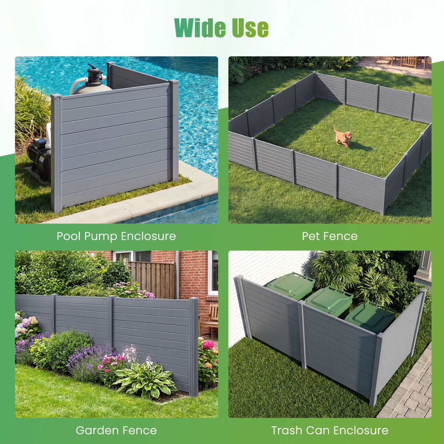 48 x 38 Inch Air Conditioner Fence, 2 Panels, Metal Ground Stakes, Gray Decorative Fencing & Flooring at Gallery Canada