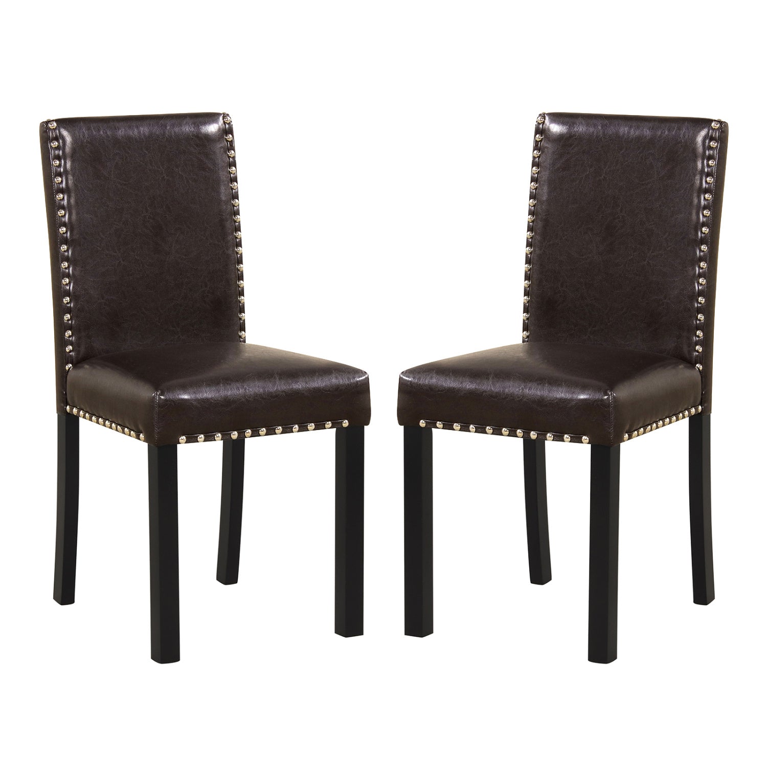 Set Of 2 Faux Leather Upholstered Parsons Dining Chairs Dining Chairs Brown/Black at Gallery Canada