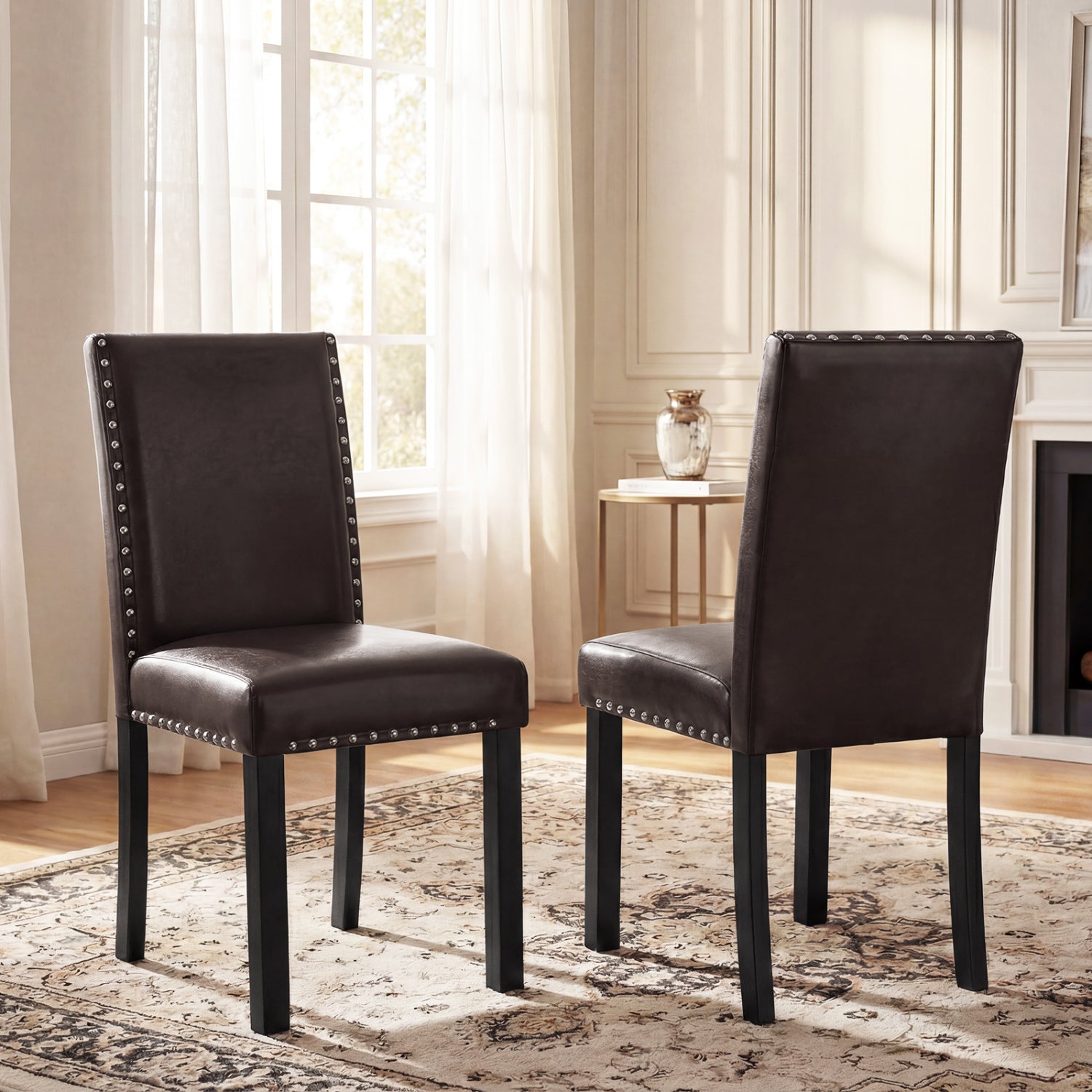 Set Of 2 Faux Leather Upholstered Parsons Dining Chairs Dining Chairs at Gallery Canada
