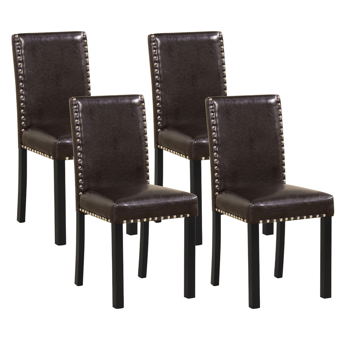 Set of 4 Faux Leather Parsons Dining Chairs Dining Chairs Brown/Black at Gallery Canada