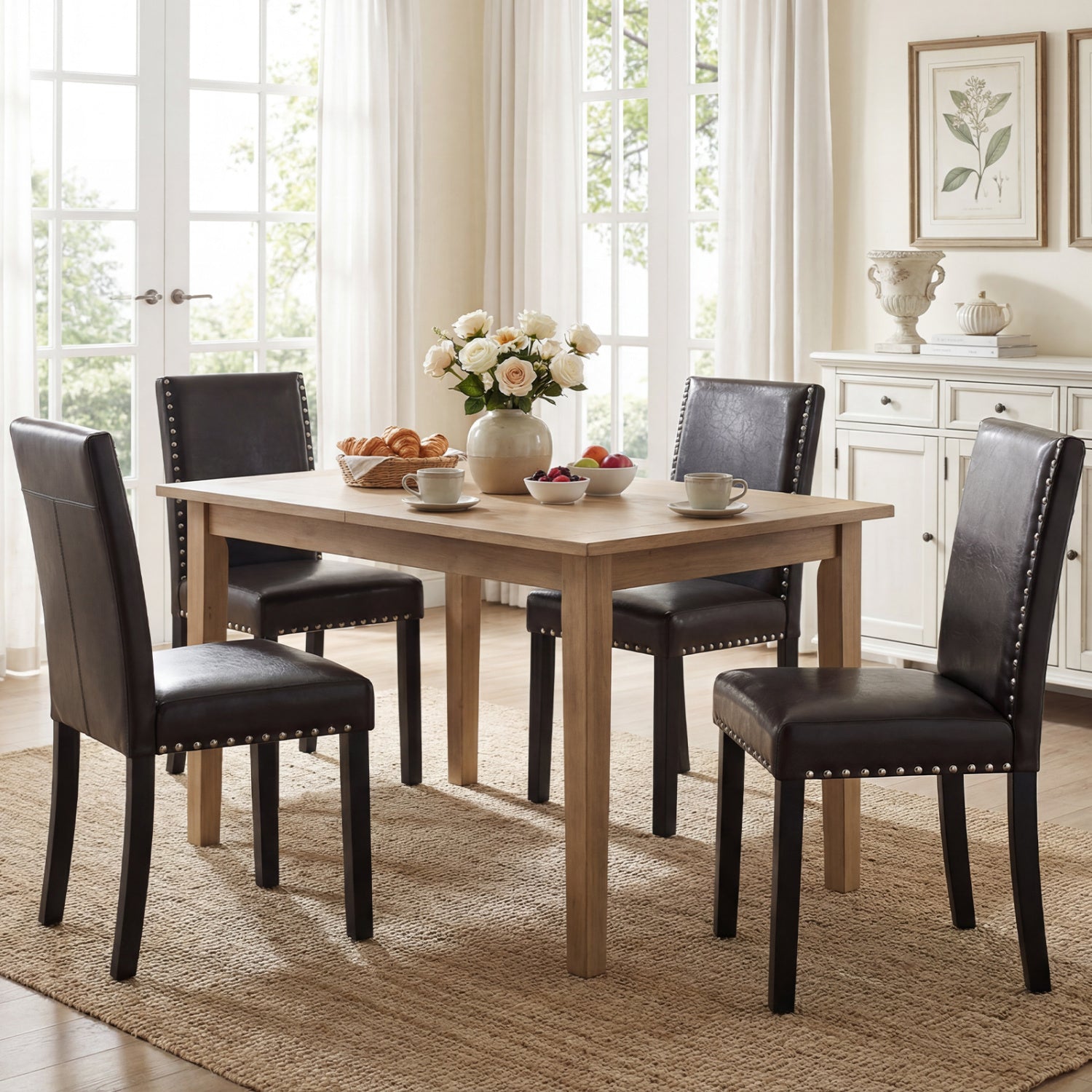 Set of 4 Faux Leather Parsons Dining Chairs Dining Chairs at Gallery Canada