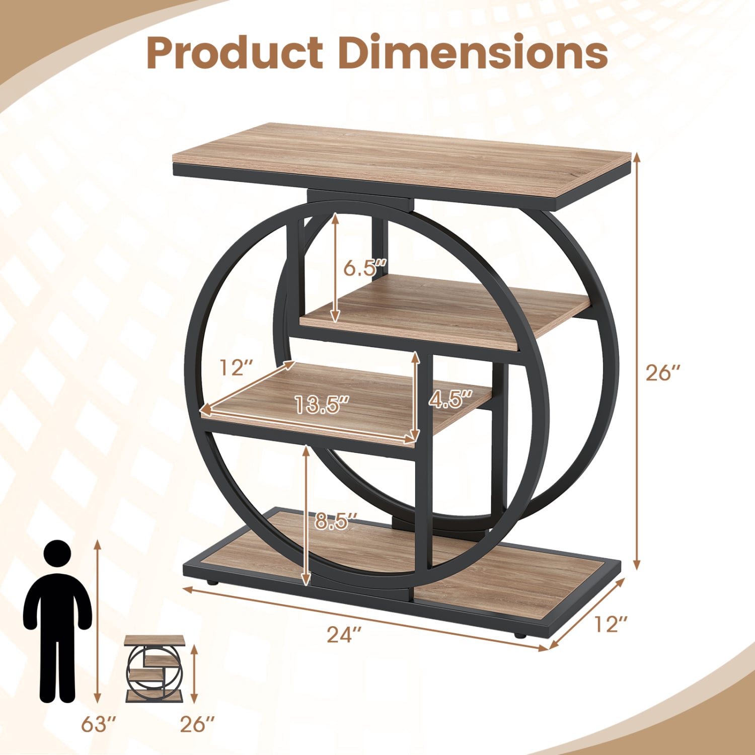 Set of 2 4-Tier Narrow End Table, Storage Shelves, Gray End & Side Tables at Gallery Canada