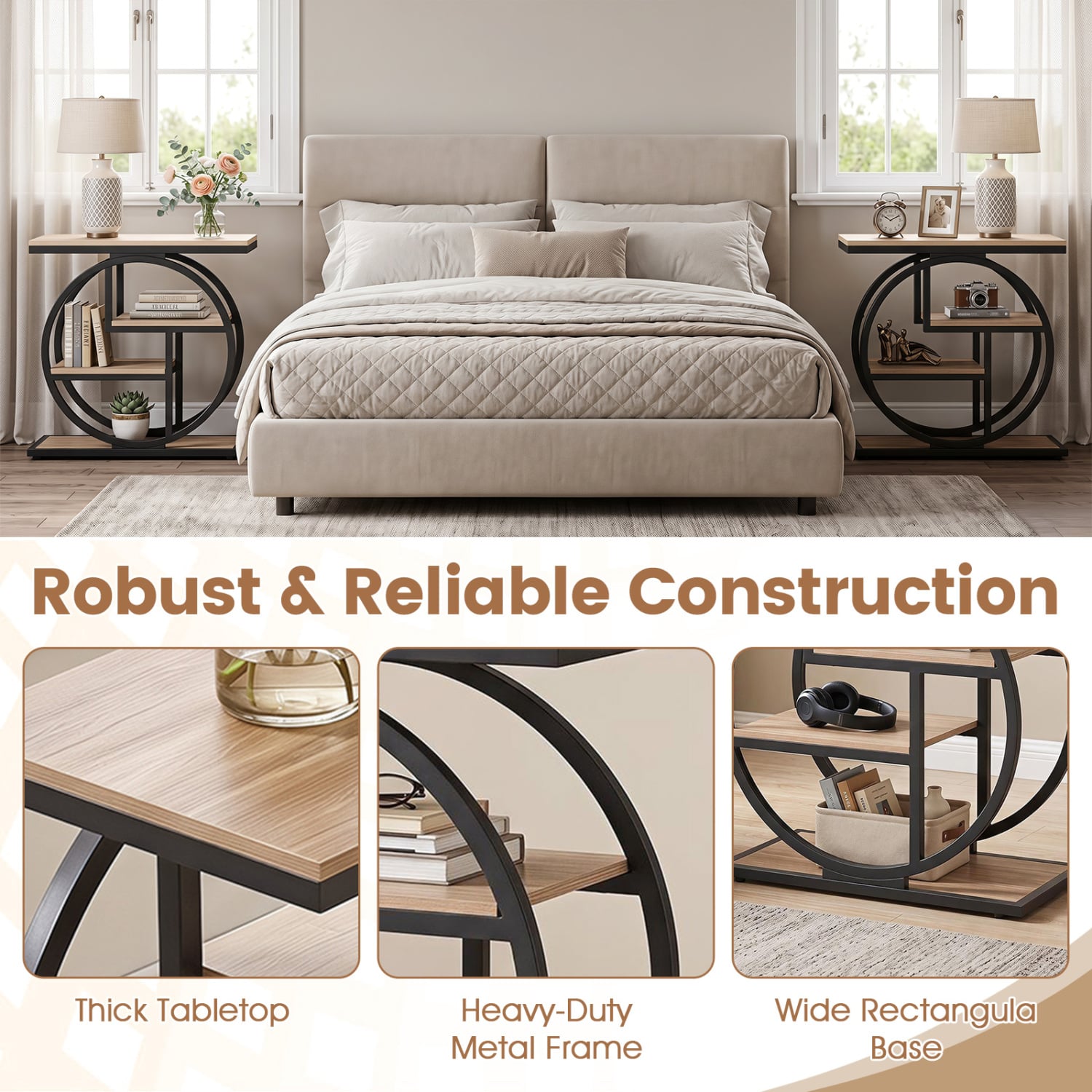 Set of 2 4-Tier Narrow End Table, Storage Shelves, Gray End & Side Tables at Gallery Canada