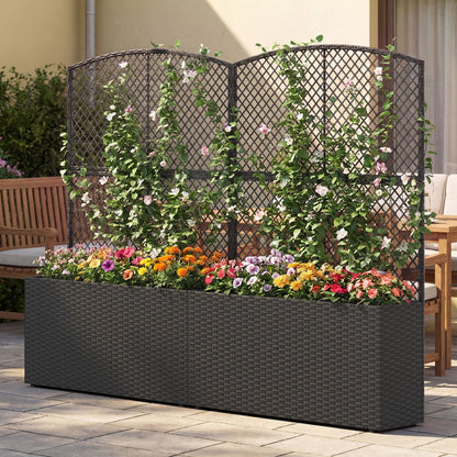 Set Of 2 58 Inch Raised Garden Bed, Trellis, Wicker Planter Box, Black Raised Garden Beds at Gallery Canada