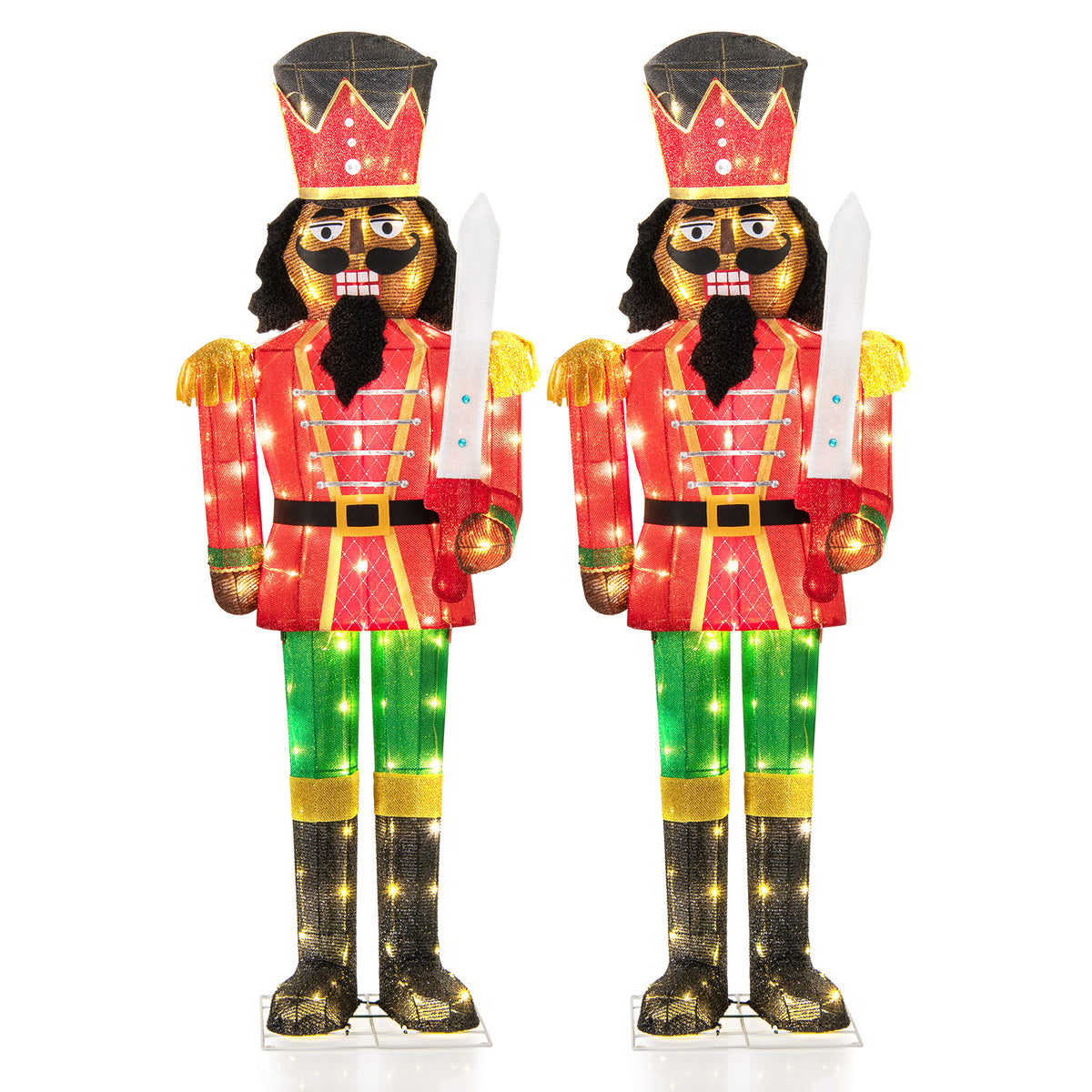 Set Of 2 5 FT Giant Nutcracker, Glitter Sword, Multicolor Christmas Inflatables Multicolor at Gallery Canada