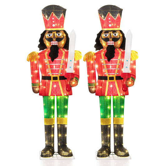 Set Of 2 5 FT Giant Nutcracker, Glitter Sword, Multicolor Christmas Inflatables Multicolor at Gallery Canada