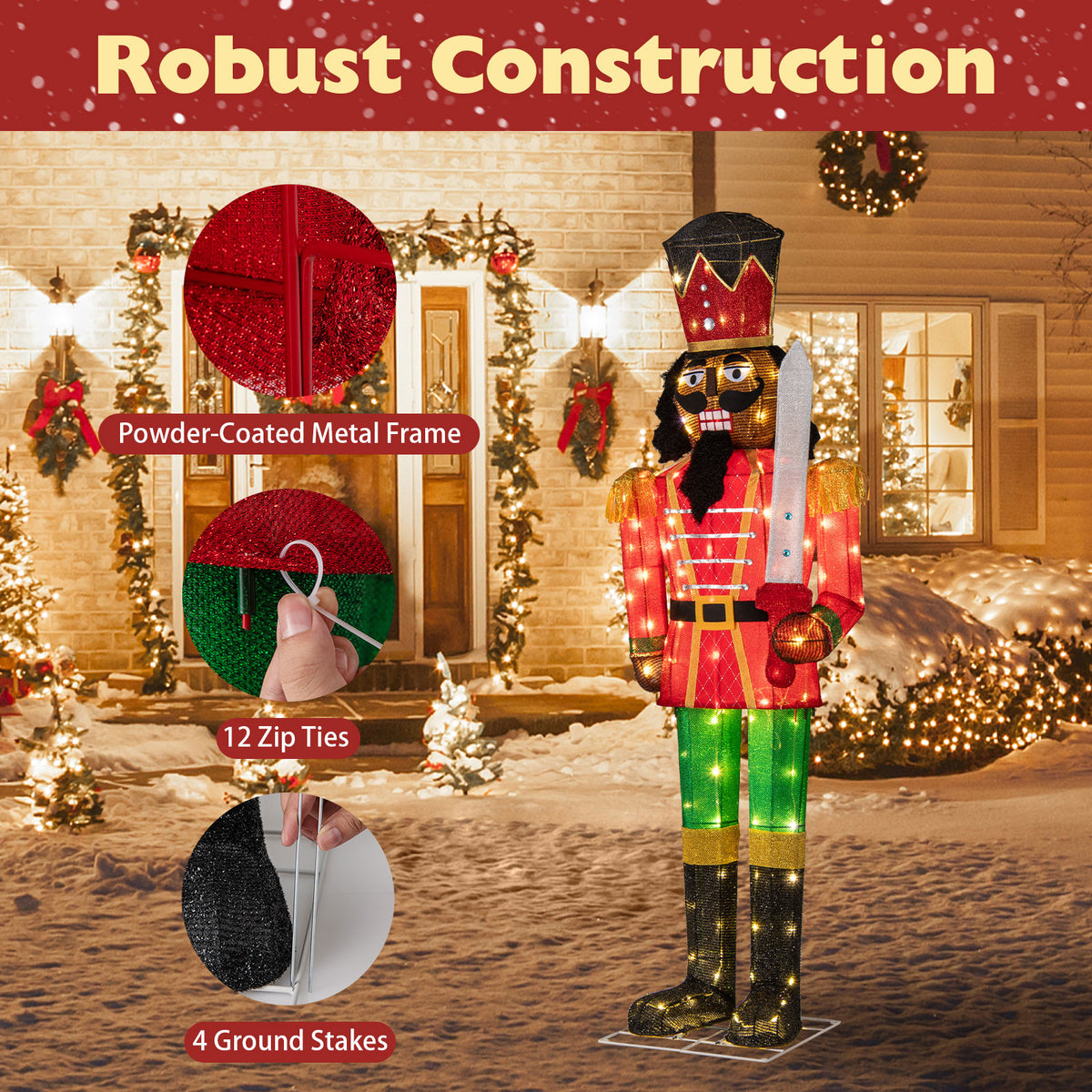 Set Of 2 5 FT Giant Nutcracker, Glitter Sword, Multicolor Christmas Inflatables at Gallery Canada